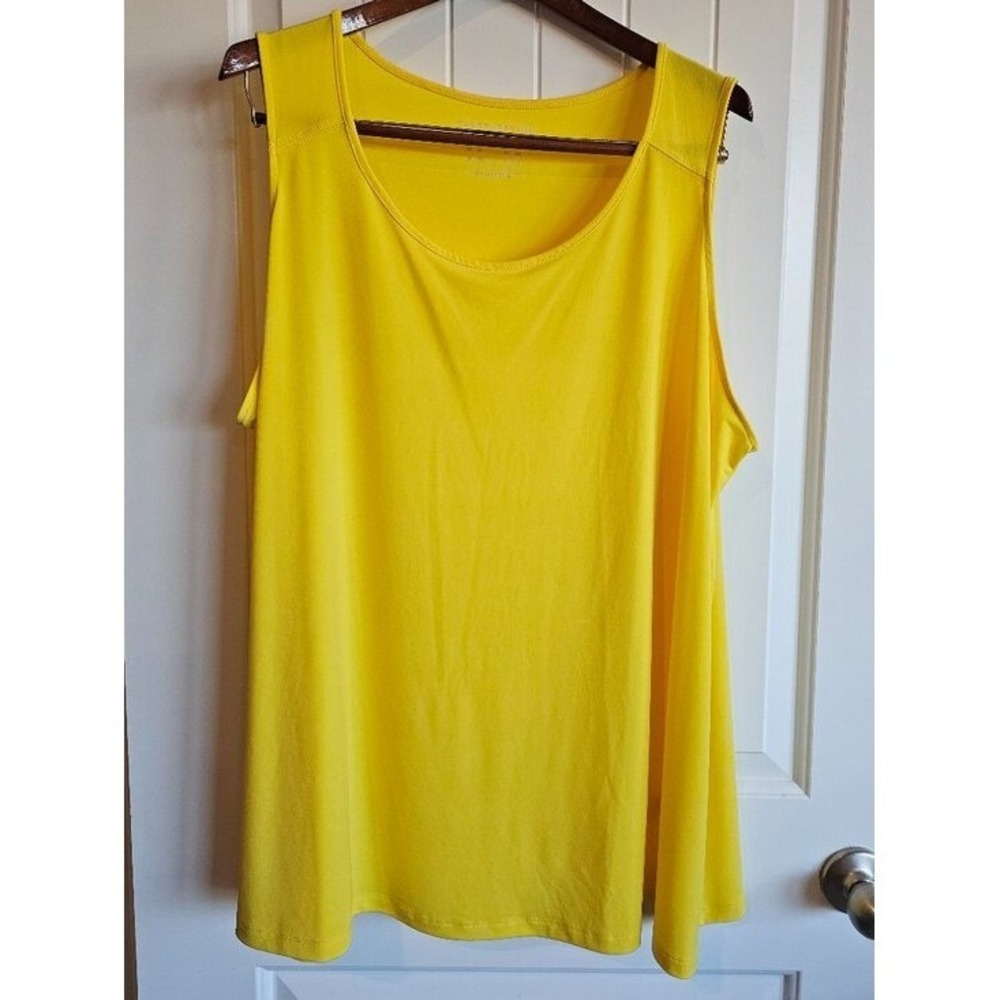 Susan Graver Modern Essentials Liquid Knit A-Line Tank, Yellow, Size 2X